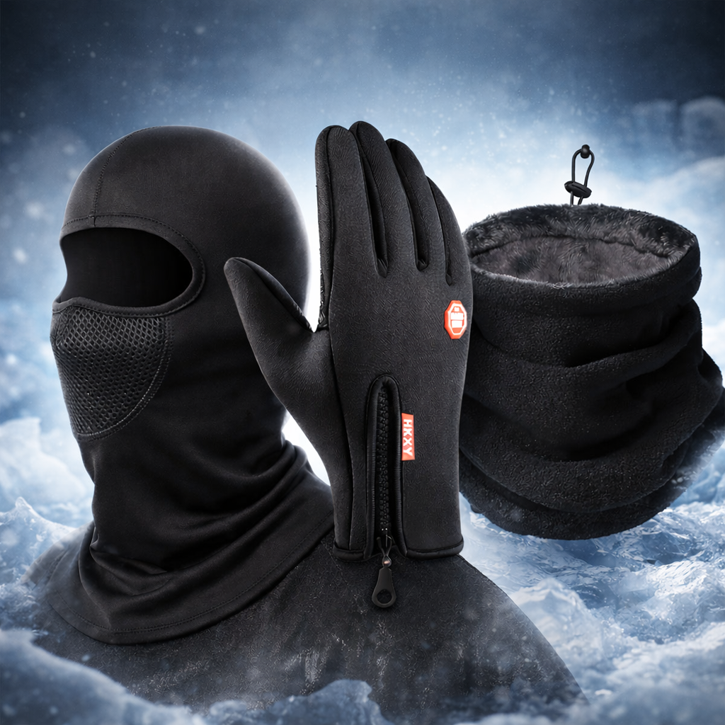 Kit de Balaclava + Luva + Pescoceira de Frio para Motoqueiros - Hot Cross