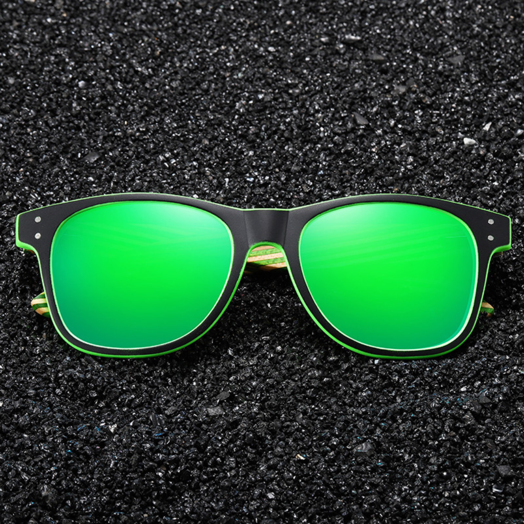 Óculos de Sol de Bambu com Armação Verde - Bambu Jungle