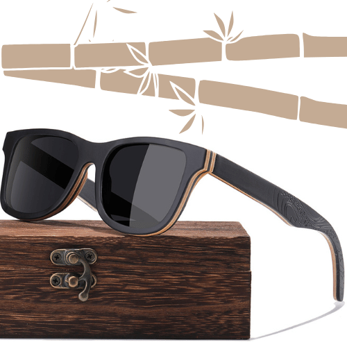 Óculos de Sol de Bambu com Armação Preta - Bamboo Black