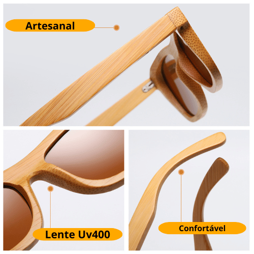 Óculos de Sol de Bambu Claro Artesanal - Classic Bamboo
