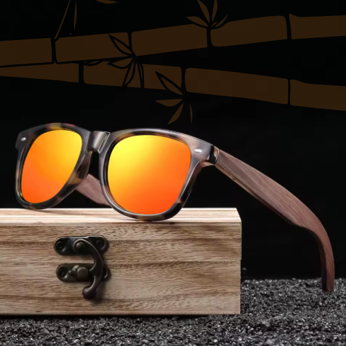 Óculos de Bambu com Armação Rajada Tartaruga - Ilha Bela Bamboo