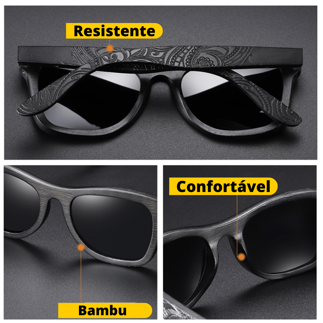 Óculos de Sol de Bambu com Armação Preta - All Black Bamboo