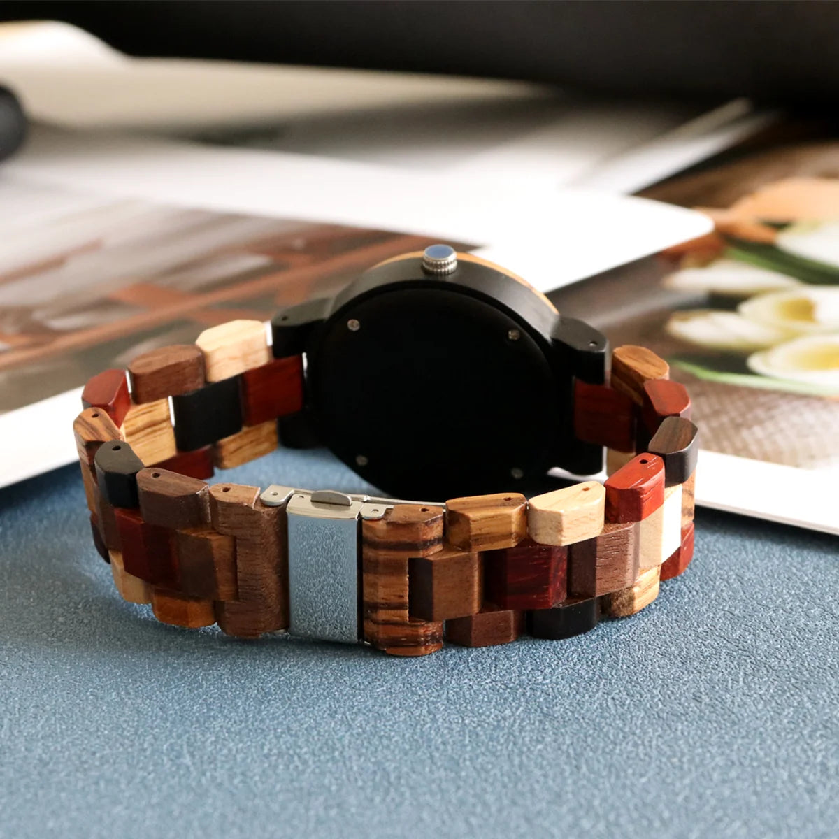 relogio feminino bambu mosaico