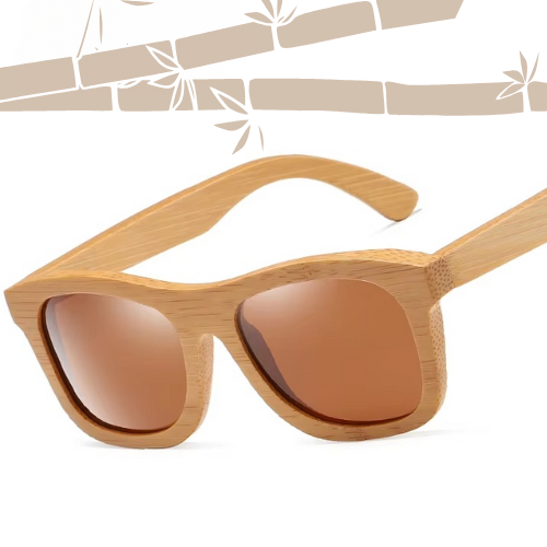 Óculos de Bambu Natural Quadrado Claro - Bamboo Premium