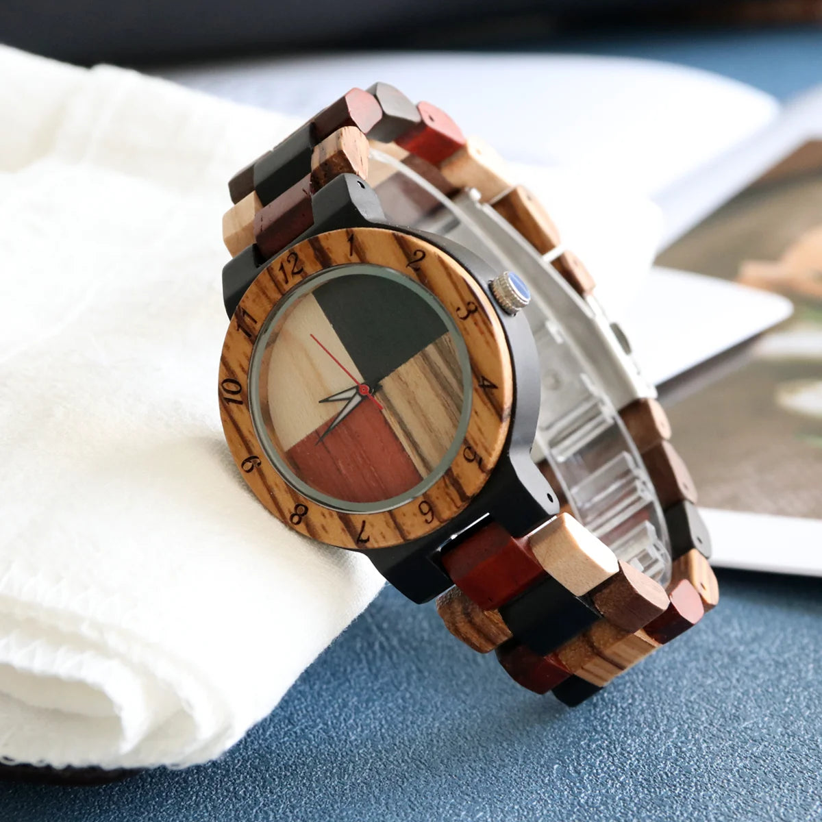 relogio feminino bambu mosaico