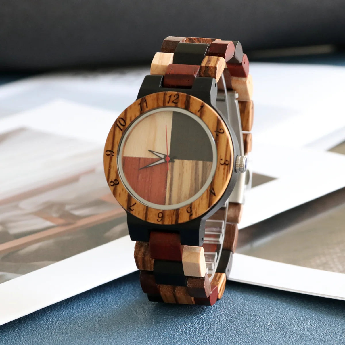 relogio feminino bambu mosaico